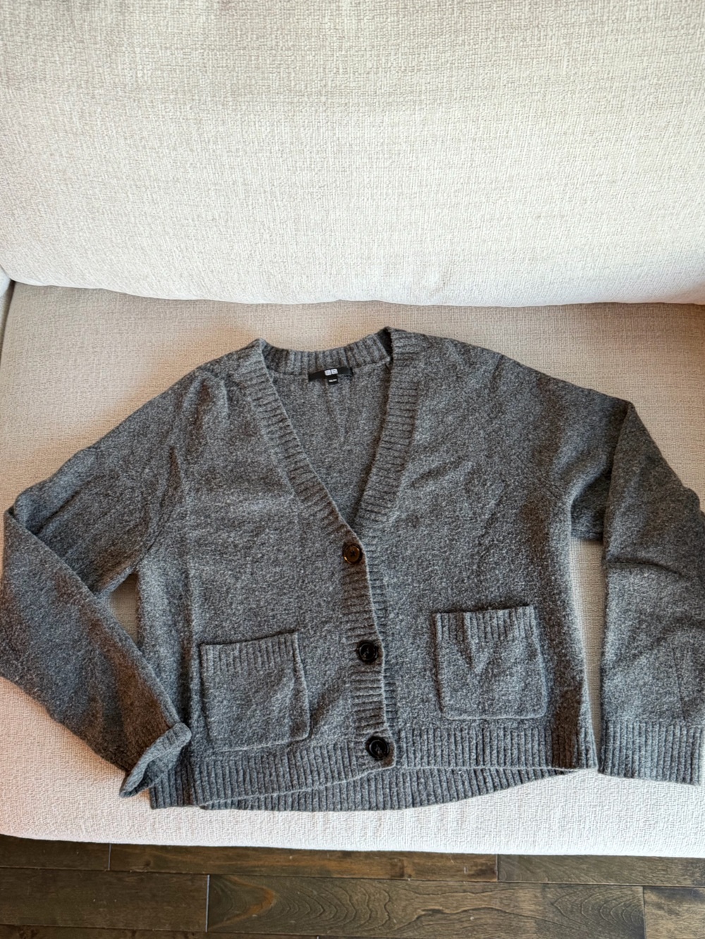 Uniqlo Heather Gray Knit Cardigan